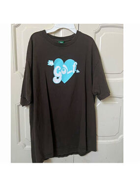 GOLF Men’s Brown XL Cotton Knit Crew Neck Short Sleeve Graphic Logo T-Shirt